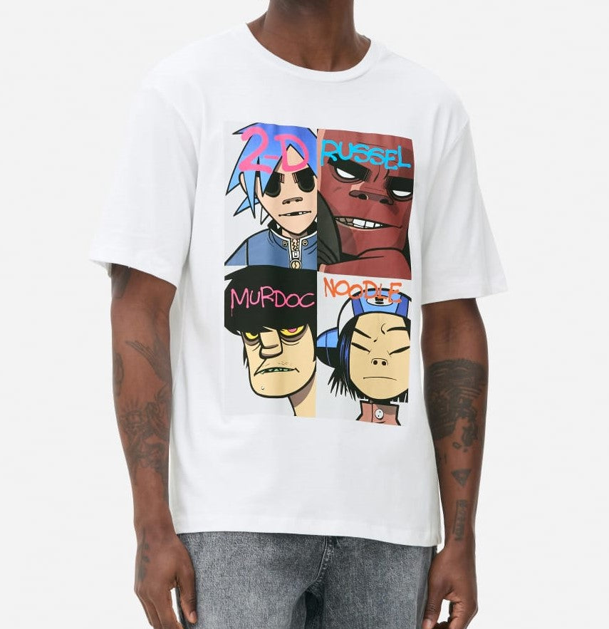 Camiseta Gorillaz Band White
